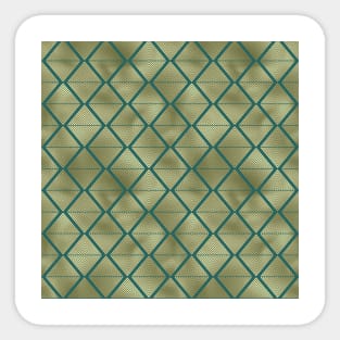 Teal and Gold Vintage Art Deco Lined Diamonds Pattern Sticker